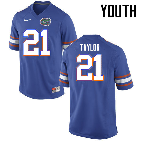 Youth Florida Gators #21 Fred Taylor College Football Jerseys Sale-Blue - Click Image to Close